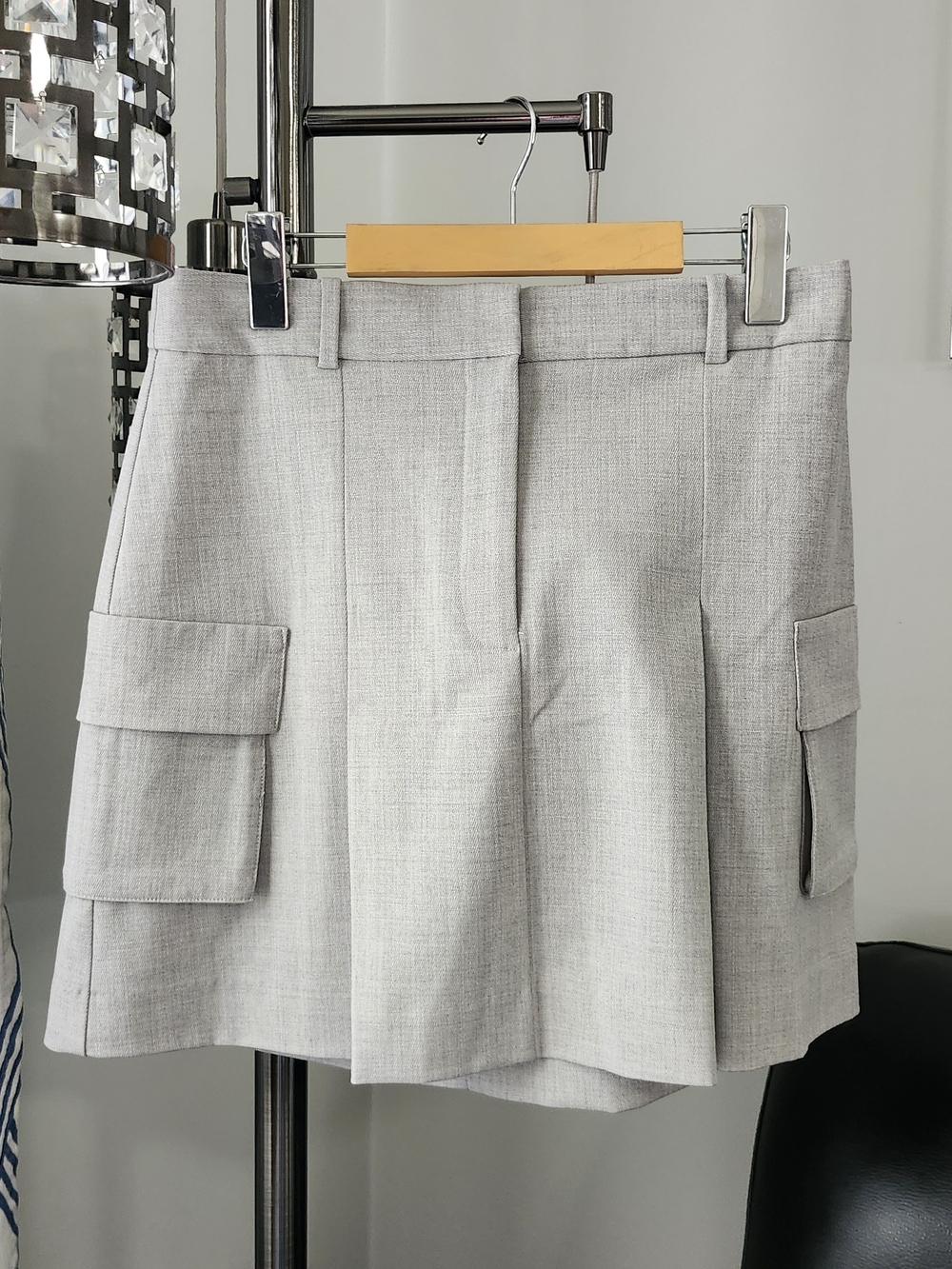 Babaton Light Gray Cargo Mini Skirt
